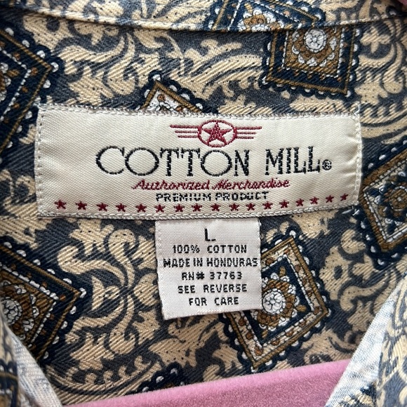 Brocade Stamp Flannel Cotton Men’s Shirt L - Picture 8 of 9